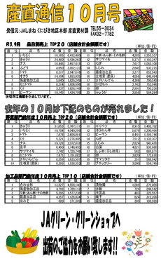 産直通信10月号 