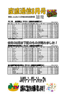 産直通信8月号（2023年）